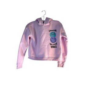Smiley World Girls Size Large Hoodie Pull Over Pink Multi Graphic